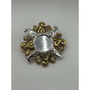 Vintage Danecraft Brooch Gold Tone Rhinestones Sunburst